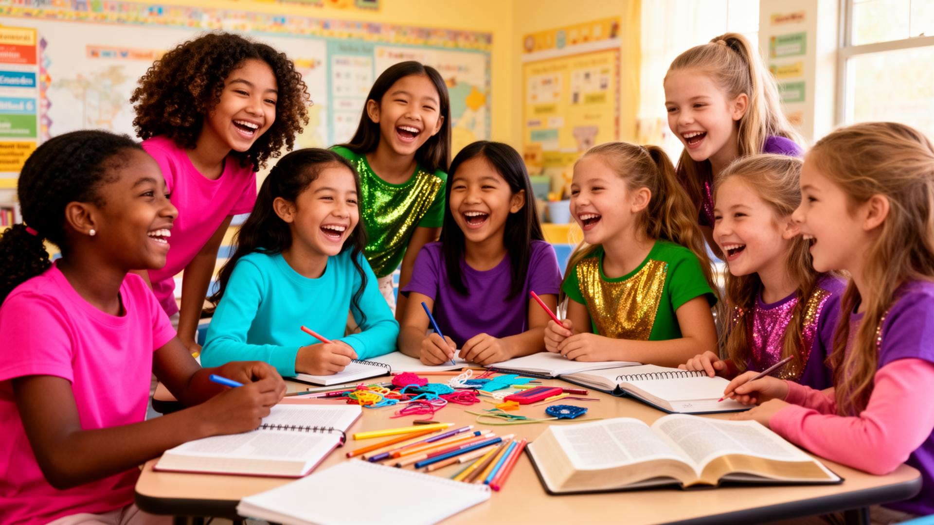 Dazzling GEMS girls engaged in mentorship activities, journaling and crafts